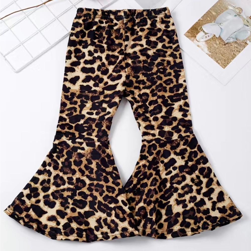Girls Boutique Country Western Leopard Print Bell Bottom Flare Pants